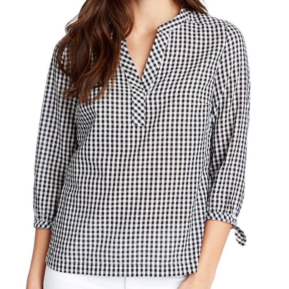 NWT - Vineyard Vines Gingham Seersucker Savannah Popover Top - Size Small